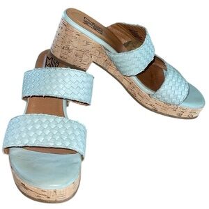 Miz Mooz Genna woven leather heeled sandal w/cork platform. Size 40 (9-9.5) GUC